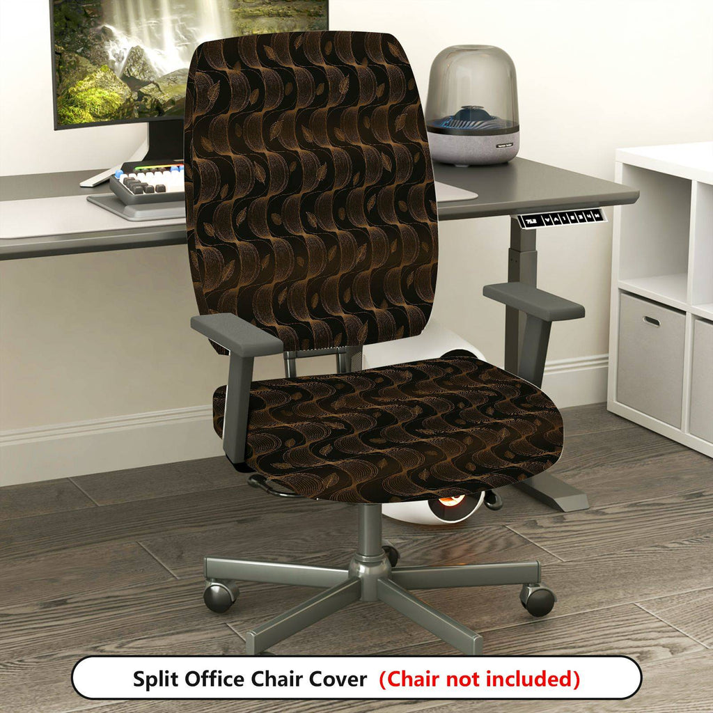 2-Piece Abstract Retro Artistic Black Gold  Computer Chair Cover Set, Seat and Backrest