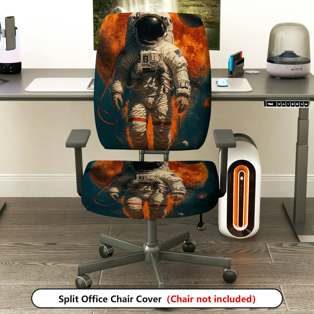 2-Piece Astronaut Space Universe Galaxy Planet  Computer Chair Cover Set, Seat and Backrest