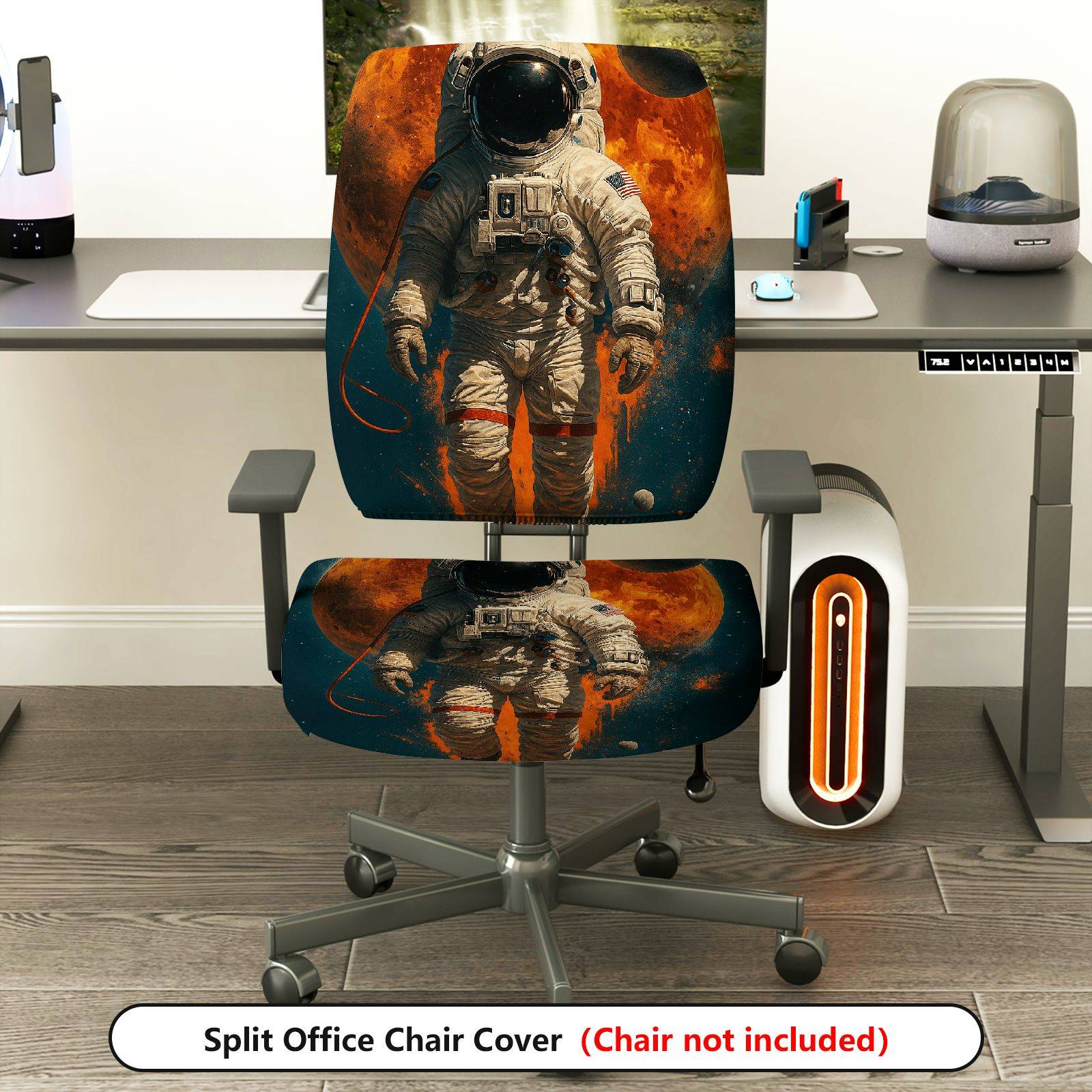 2-Piece Astronaut Space Universe Galaxy Planet  Computer Chair Cover Set, Seat and Backrest