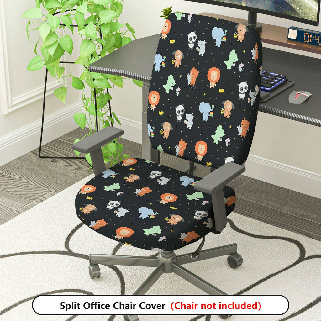 2-Piece Animal Cute  Computer Chair Cover Set, Seat and Backrest