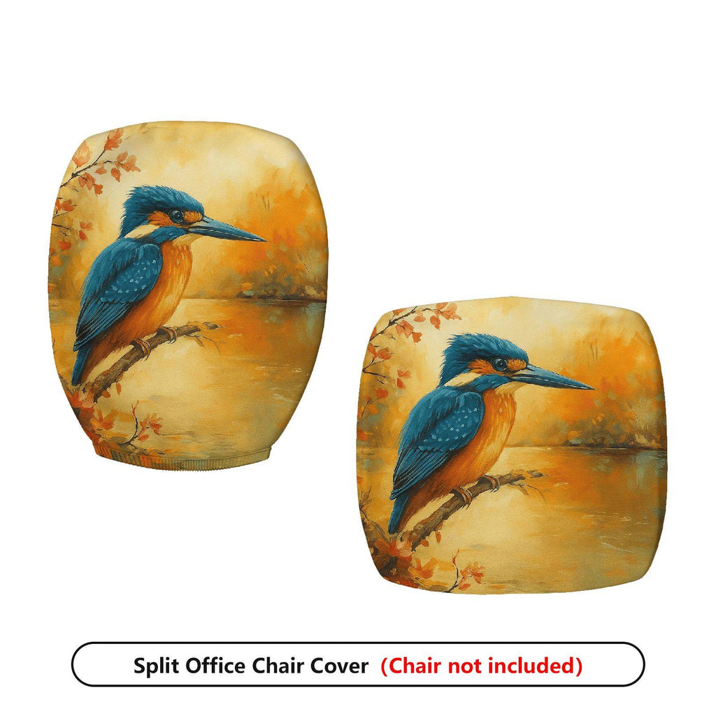 2-Piece Autumn Bird Nature Scenic Art  Computer Chair Cover Set, Seat and Backrest