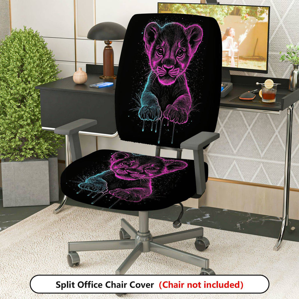 2-Piece animal paw print galaxy style  Computer Chair Cover Set, Seat and Backrest