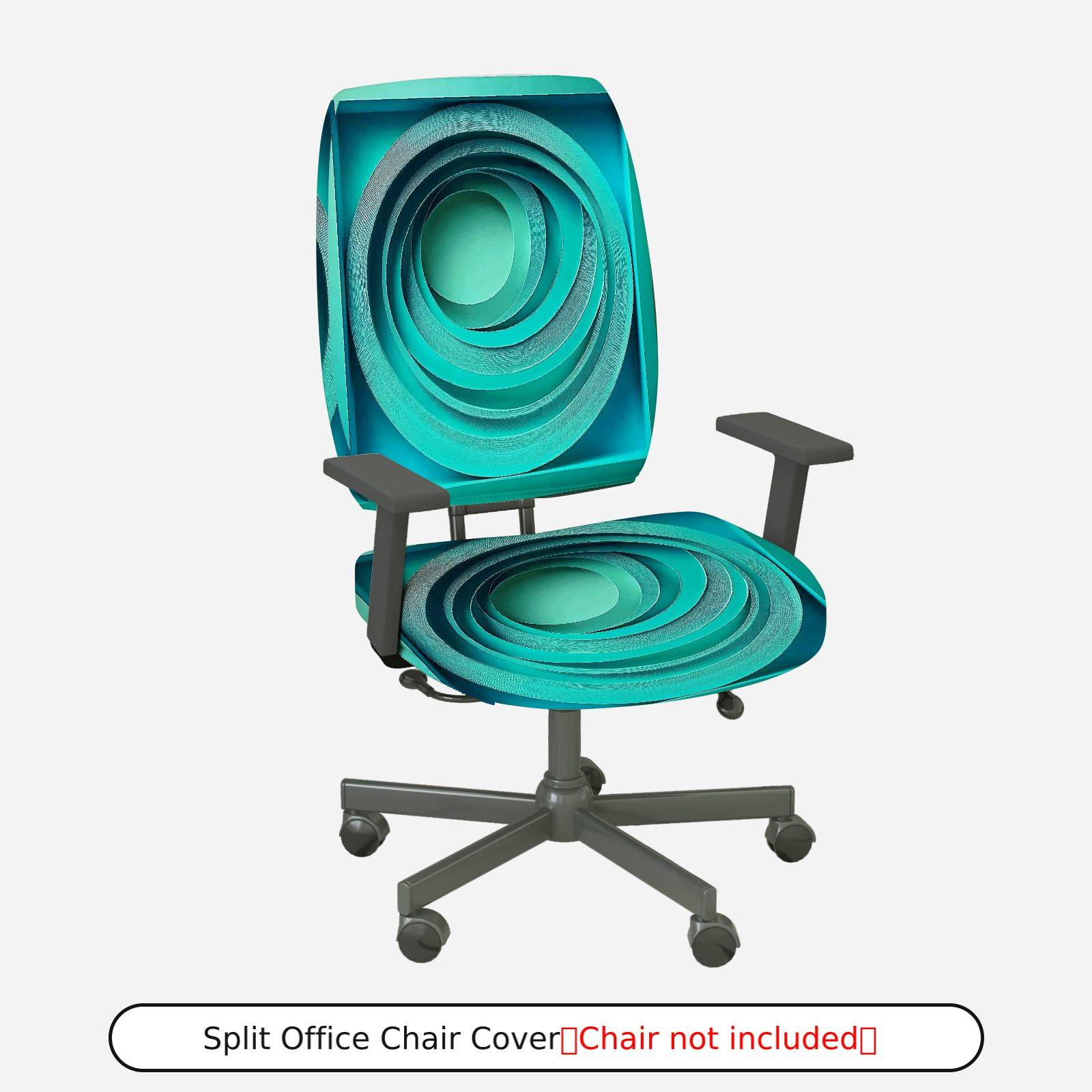 2-Piece Modern Geometric Art Decor Turquoise Swirl  Computer Chair Cover Set, Seat and Backrest