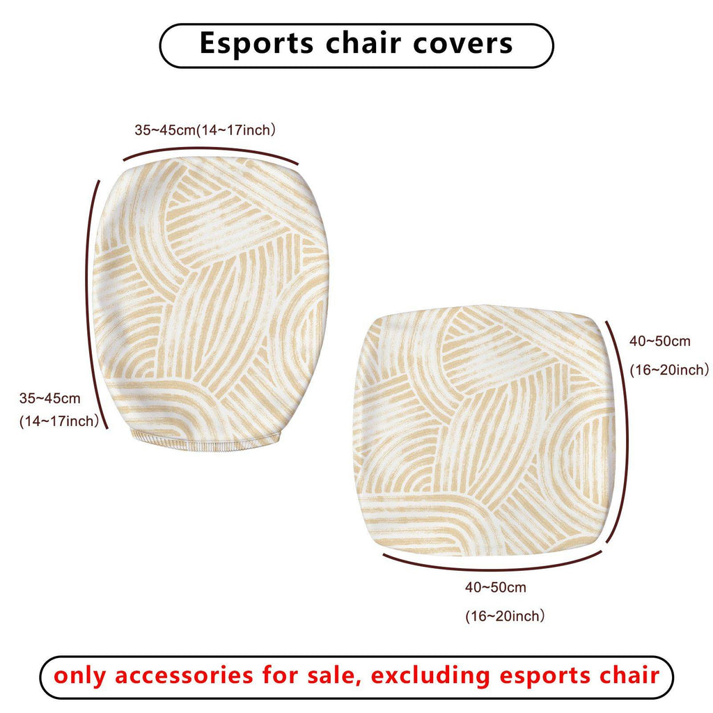 2-Piece Abstract Geometric White Beige Modern Stylish  Computer Chair Cover Set, Seat and Backrest