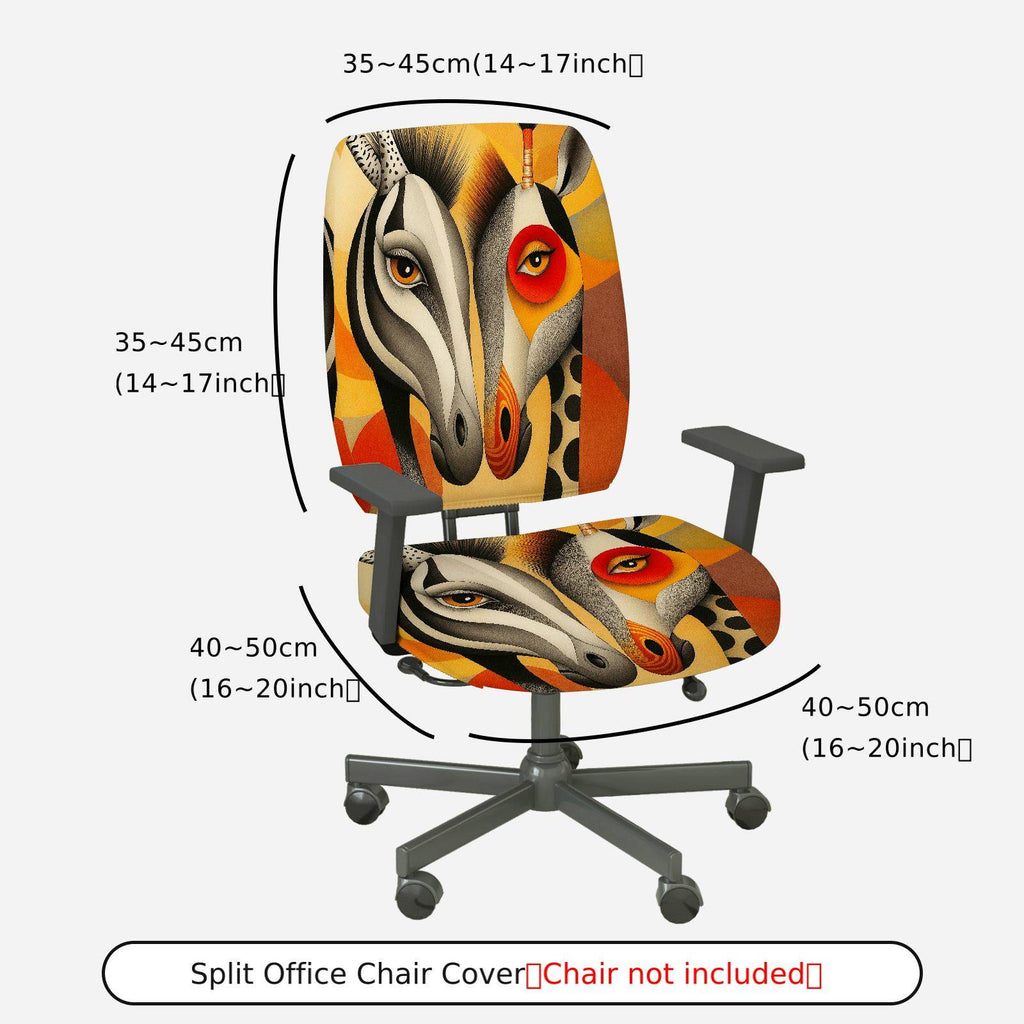 2-Piece Abstract Art Animal Colorful Unique Vibrant  Computer Chair Cover Set, Seat and Backrest