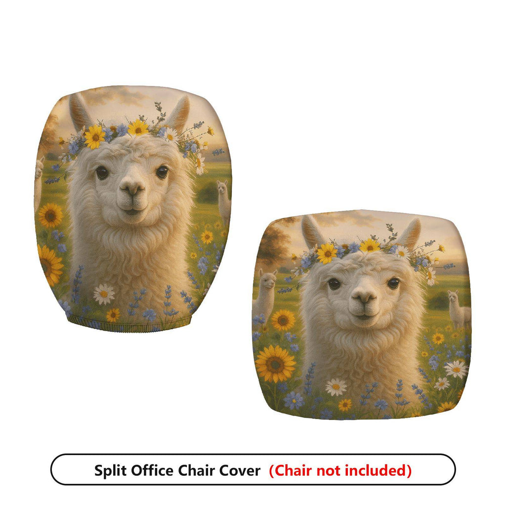 2-Piece Alpaca floral pastoral countryside sunflower  Computer Chair Cover Set, Seat and Backrest