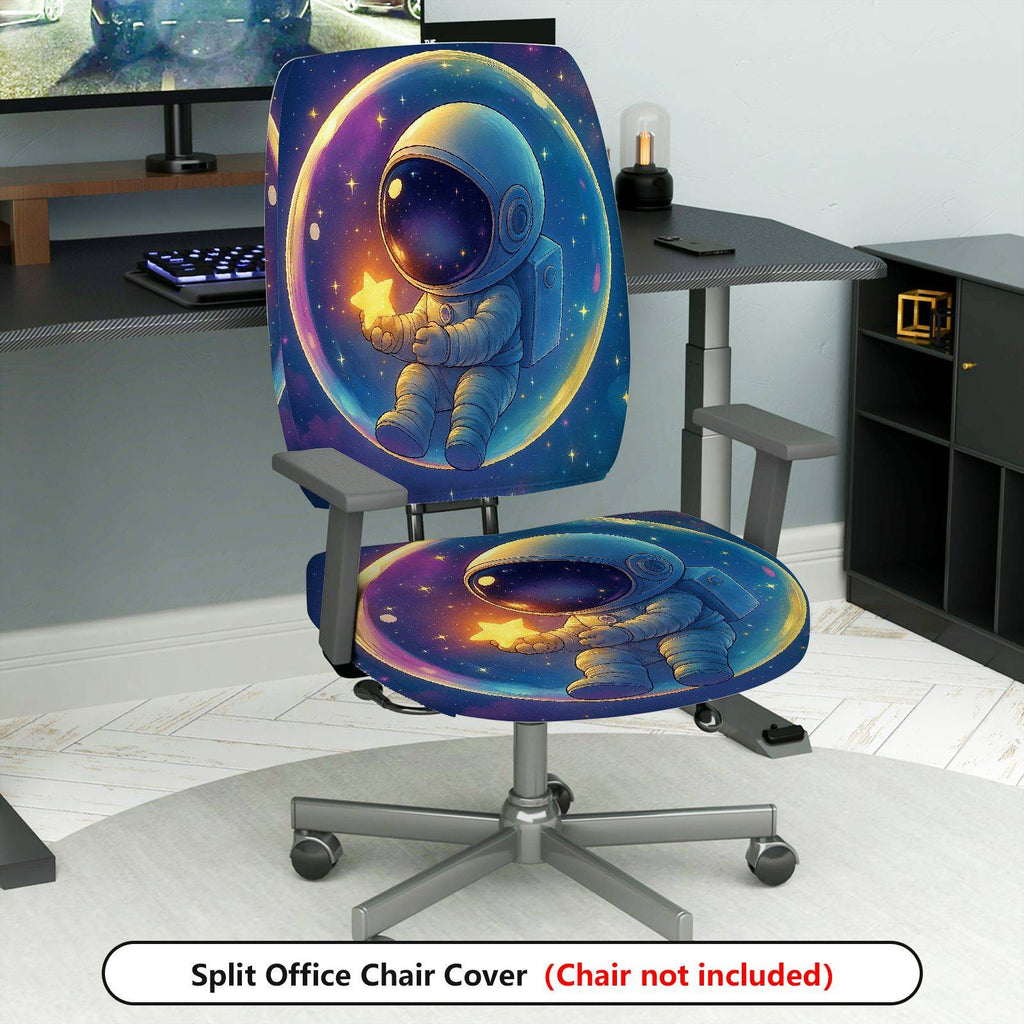 2-Piece Astronaut Star Galaxy Space  Computer Chair Cover Set, Seat and Backrest