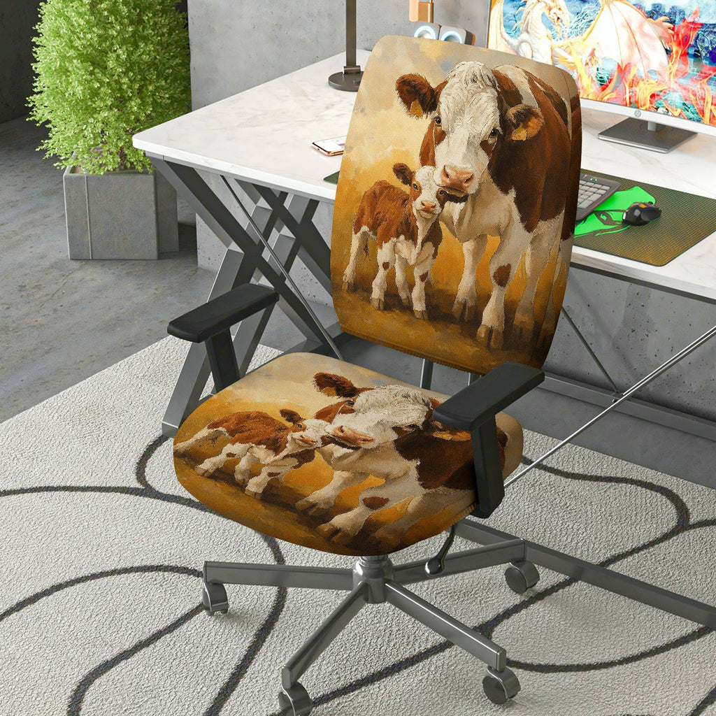 2-Piece Animal Rustic Pastoral Farm Landscape Nature  Computer Chair Cover Set, Seat and Backrest