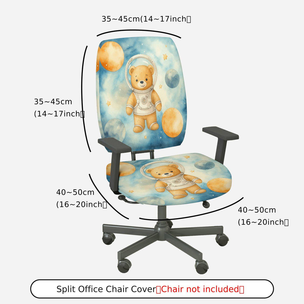 2-Piece Astronaut Bear Galaxy Space Stars  Computer Chair Cover Set, Seat and Backrest
