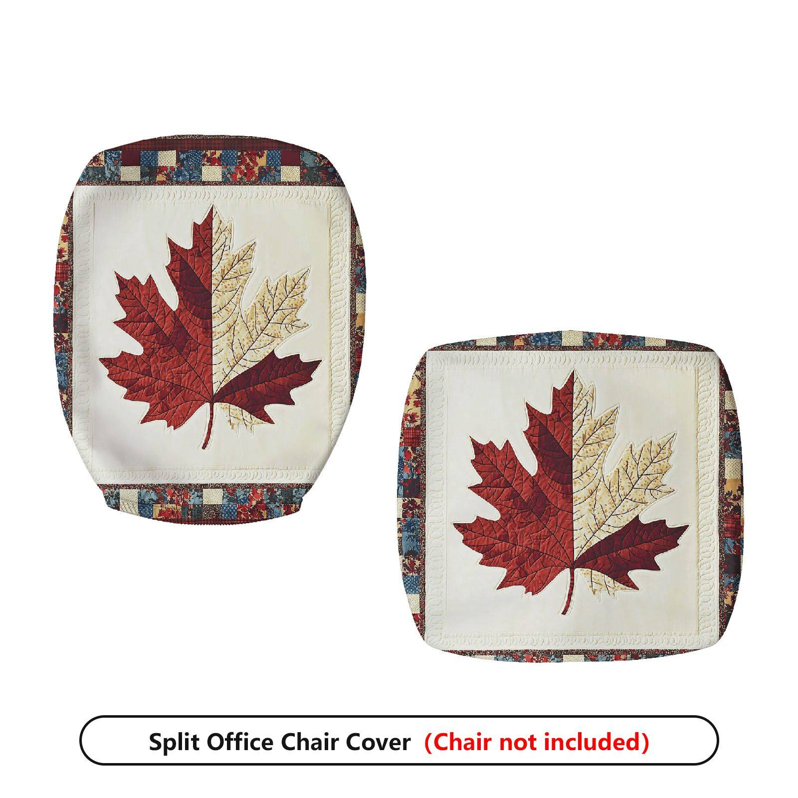 2-Piece Autumn Fall Maple Leaf Patchwork  Computer Chair Cover Set, Seat and Backrest