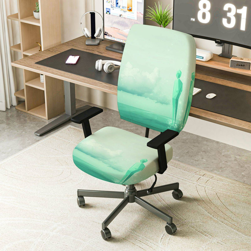 2-Piece Artistic Cloud Figure Pastel Abstract Modern  Computer Chair Cover Set, Seat and Backrest