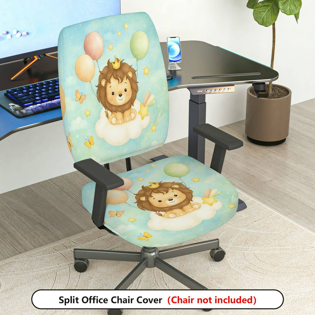 2-Piece Adorable Lion Balloon Cloud Star  Computer Chair Cover Set, Seat and Backrest