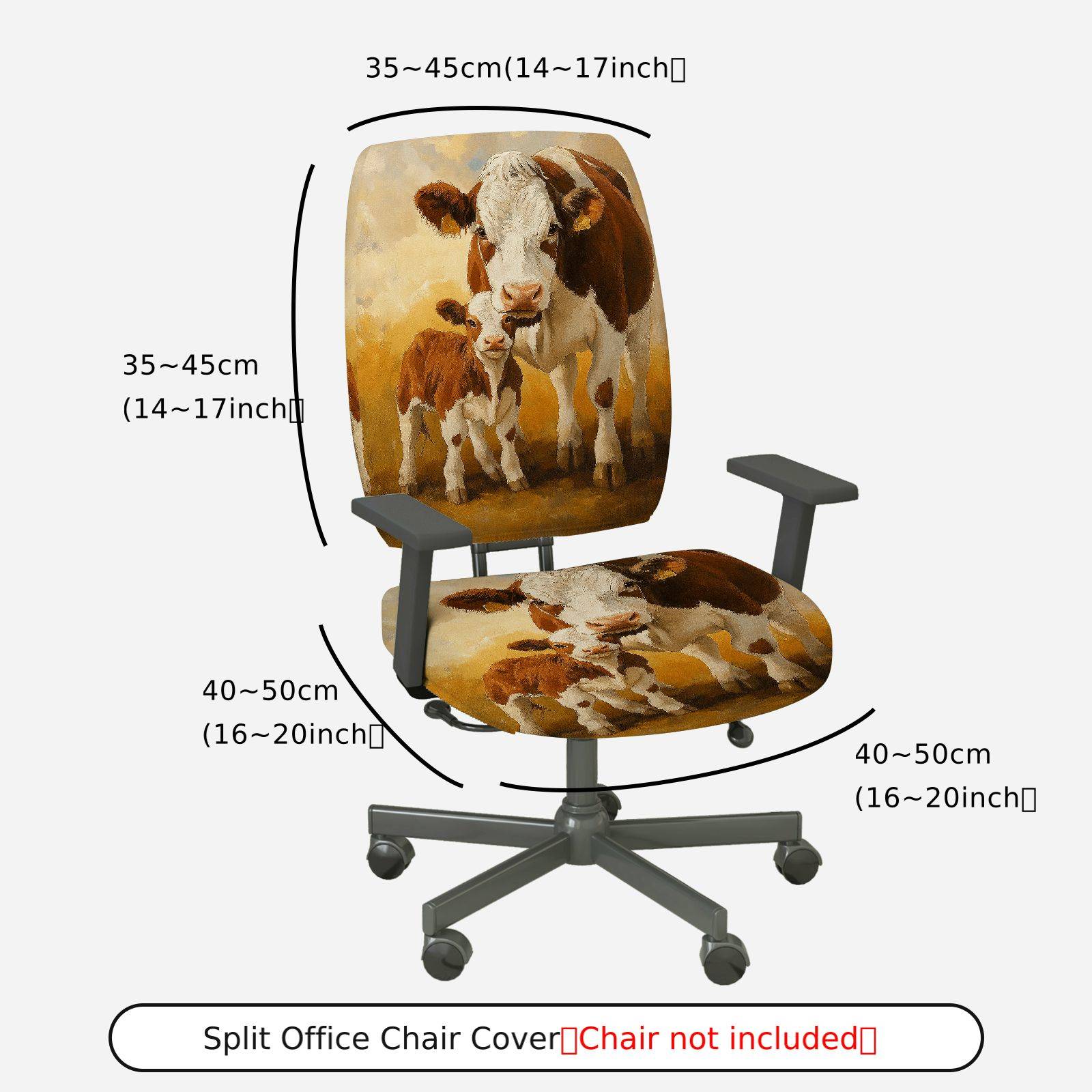 2-Piece Animal Rustic Pastoral Farm Landscape Nature  Computer Chair Cover Set, Seat and Backrest