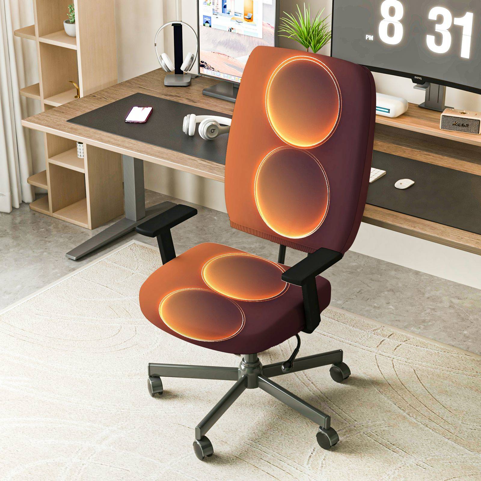 2-Piece Modern Stylish Vibrant Geometric Pattern  Computer Chair Cover Set, Seat and Backrest