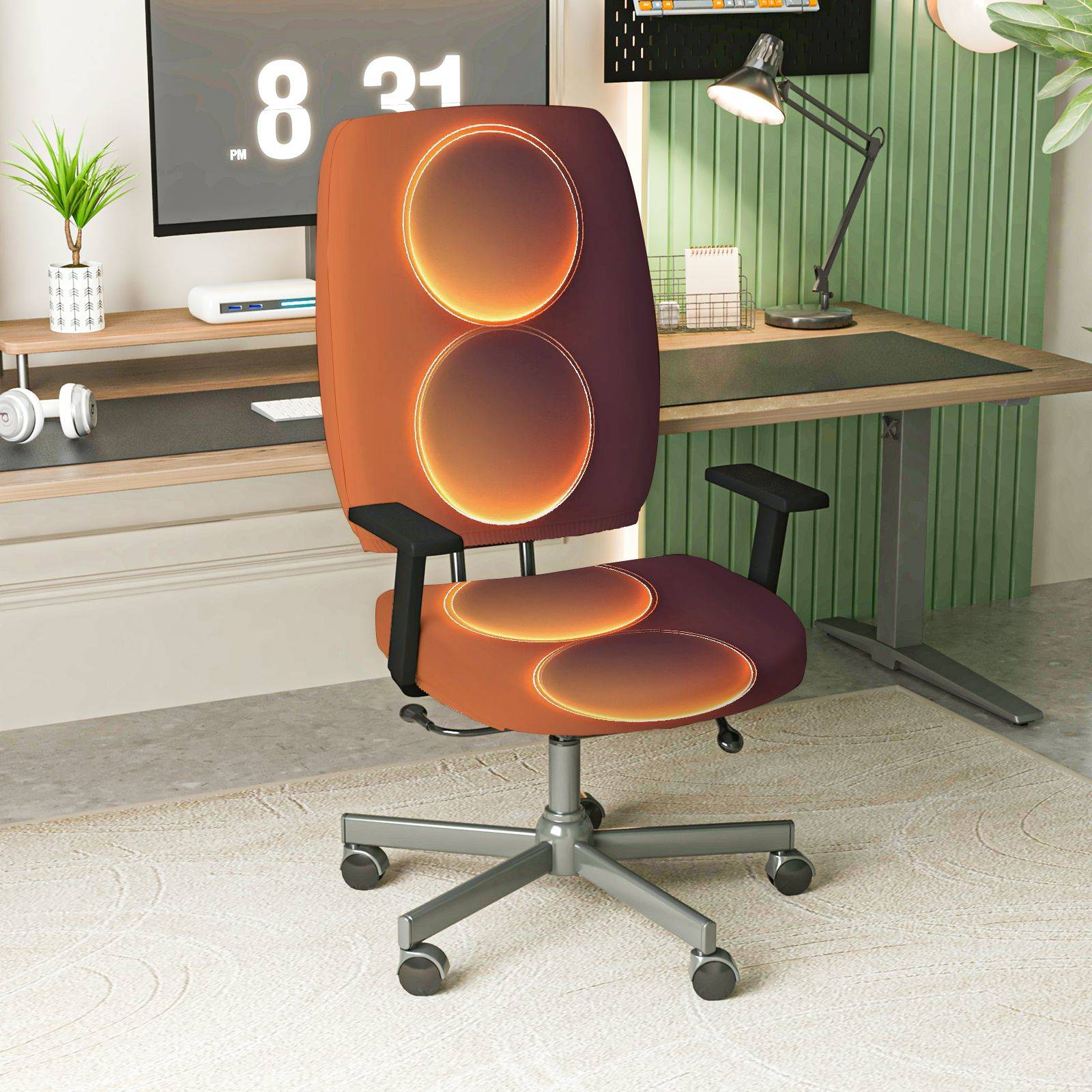 2-Piece Modern Stylish Vibrant Geometric Pattern  Computer Chair Cover Set, Seat and Backrest