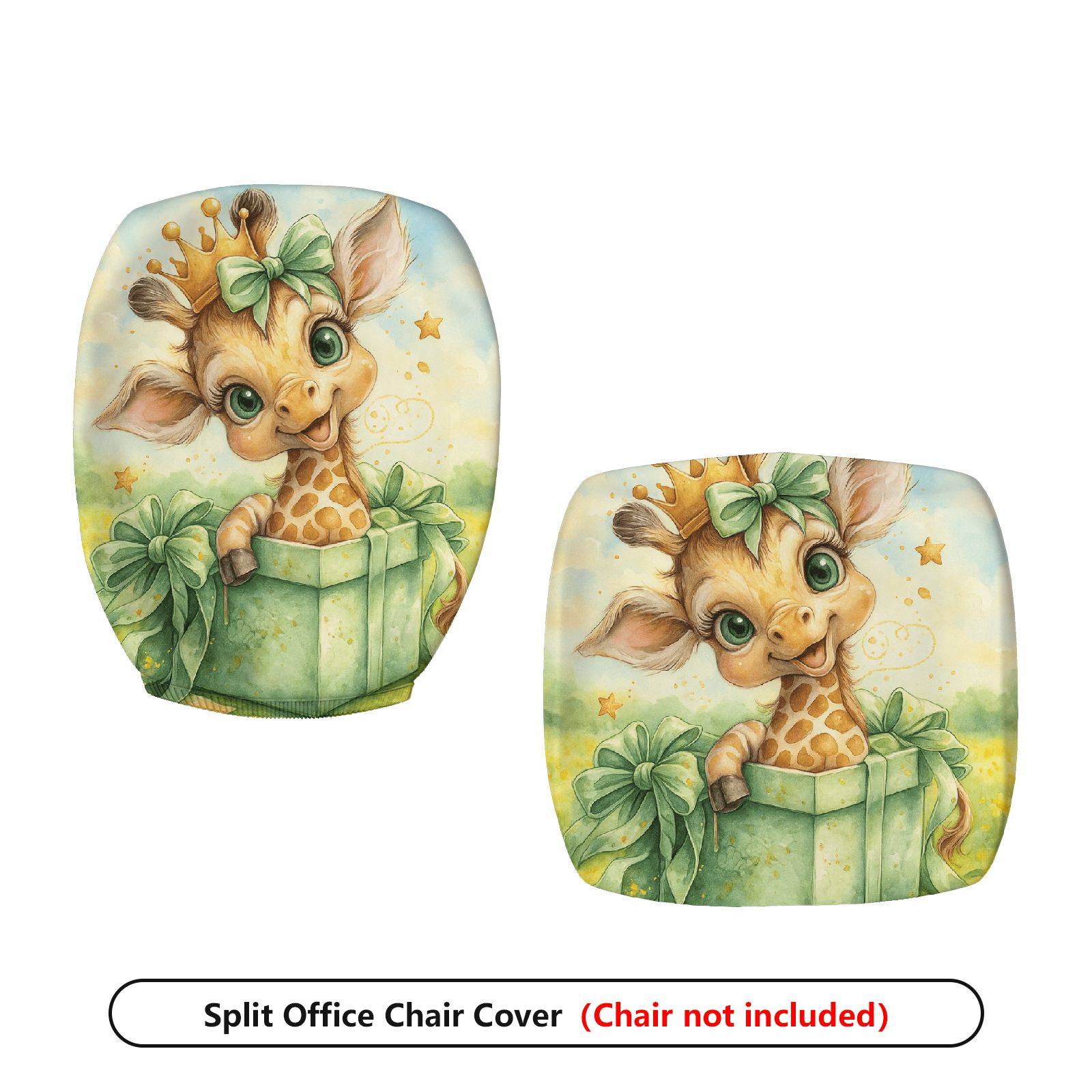 2-Piece Animal Star Gift Crown  Computer Chair Cover Set, Seat and Backrest