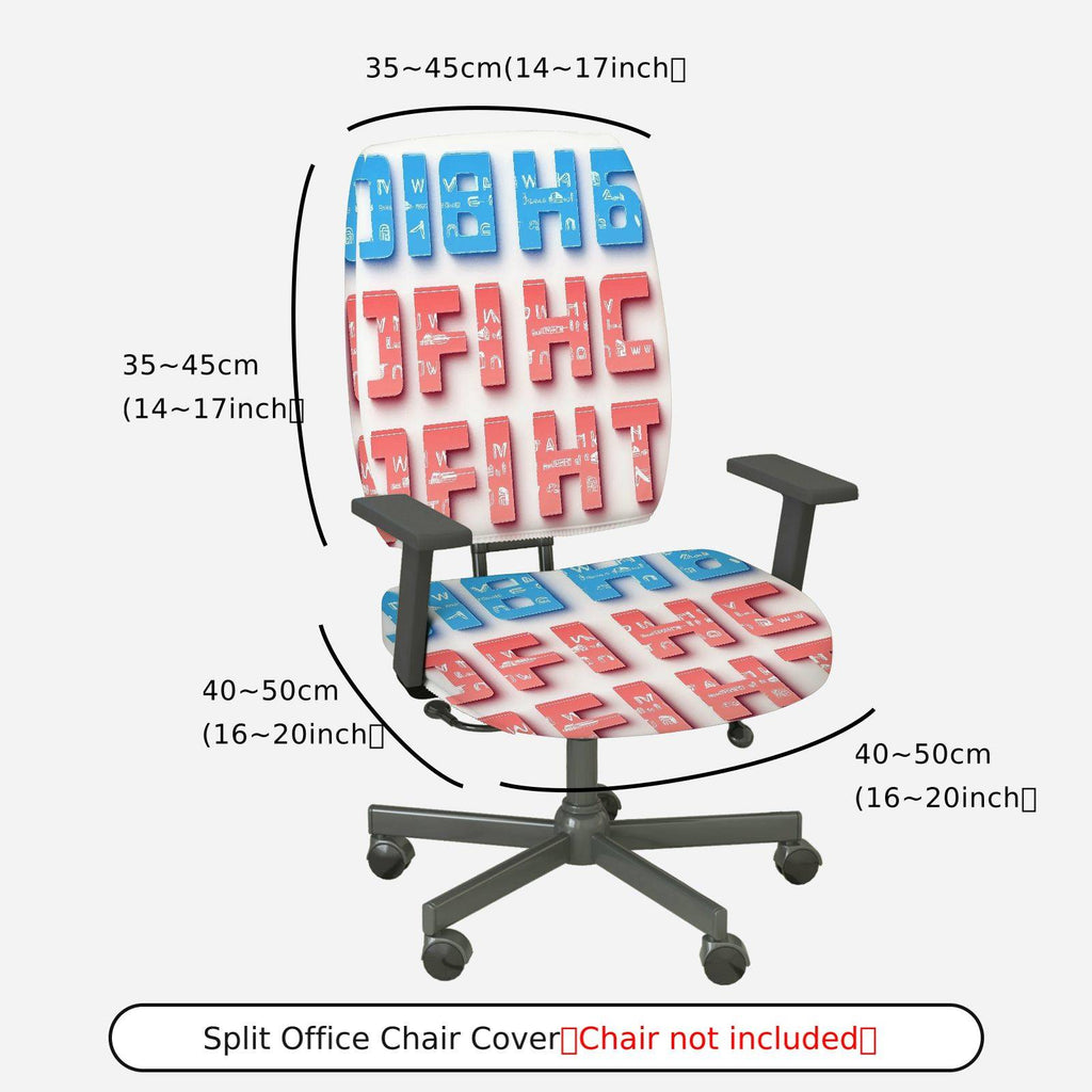2-Piece 3D Letter Print Modern Abstract  Computer Chair Cover Set, Seat and Backrest