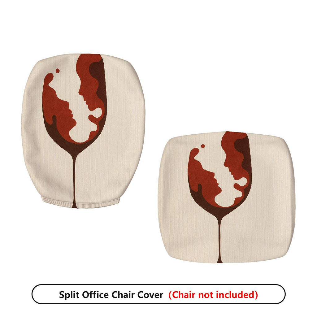 2-Piece Abstract Wine Glass Silhouette Art Decorative  Computer Chair Cover Set, Seat and Backrest