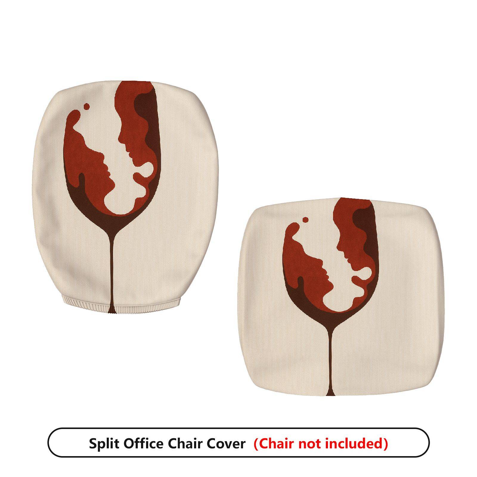 2-Piece Abstract Wine Glass Silhouette Art Decorative  Computer Chair Cover Set, Seat and Backrest