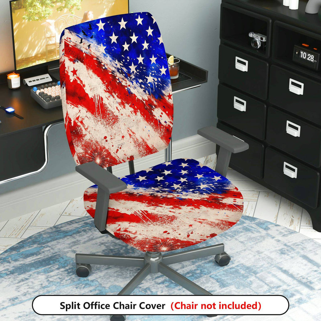 2-Piece American flag patriotic stars stripes abstract  Computer Chair Cover Set, Seat and Backrest