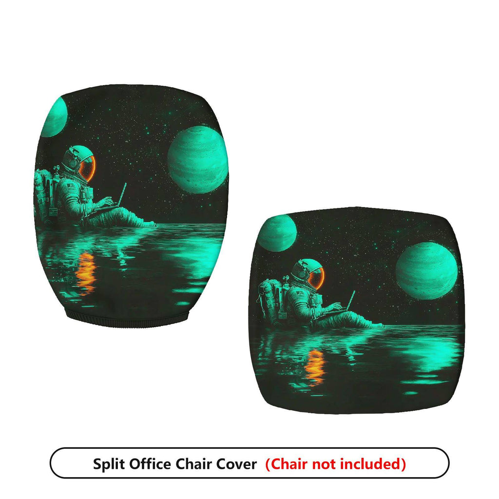 2-Piece Astronaut Space Galaxy Stars Planet  Computer Chair Cover Set, Seat and Backrest