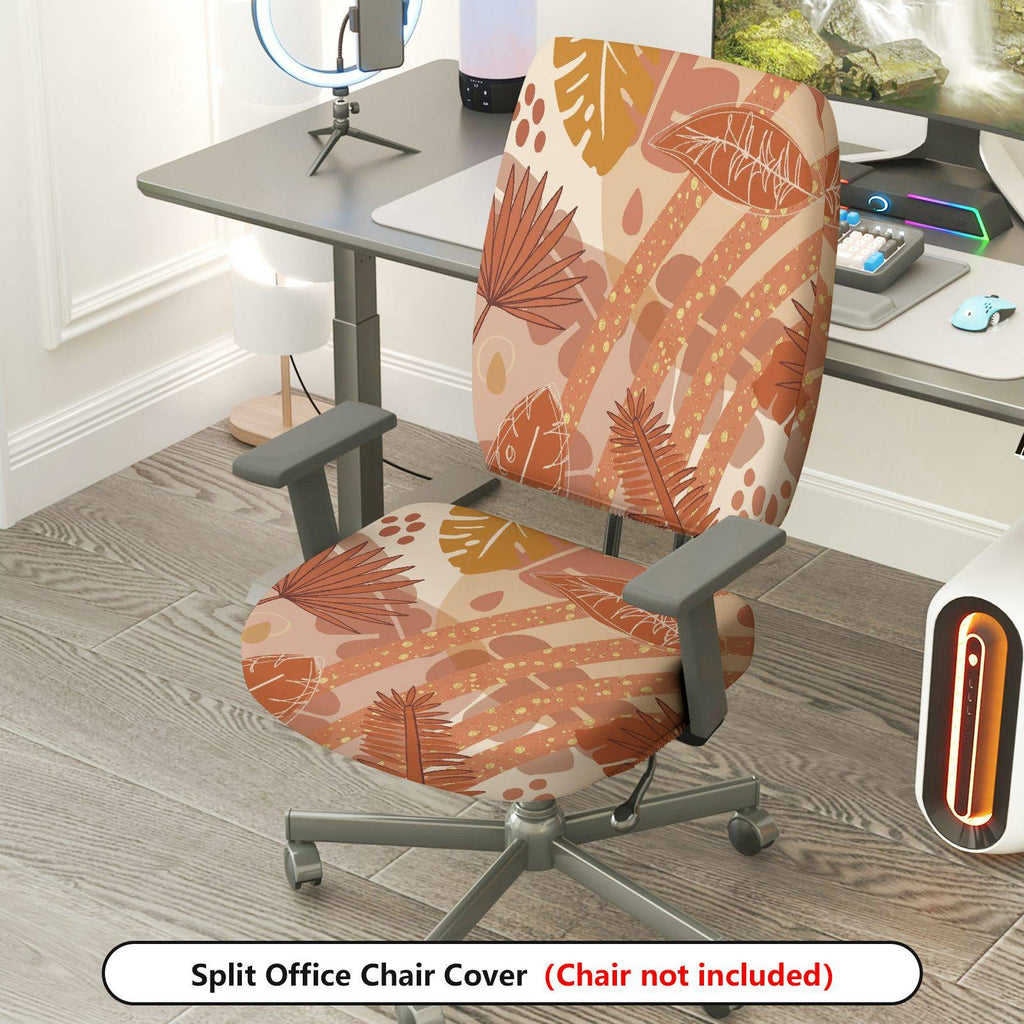 2-Piece Abstract Leaves Nature Art Pattern  Computer Chair Cover Set, Seat and Backrest