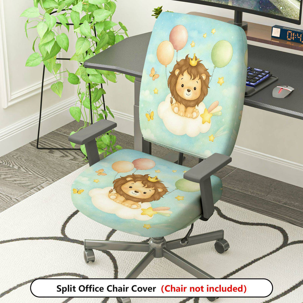 2-Piece Adorable Lion Balloon Cloud Star  Computer Chair Cover Set, Seat and Backrest