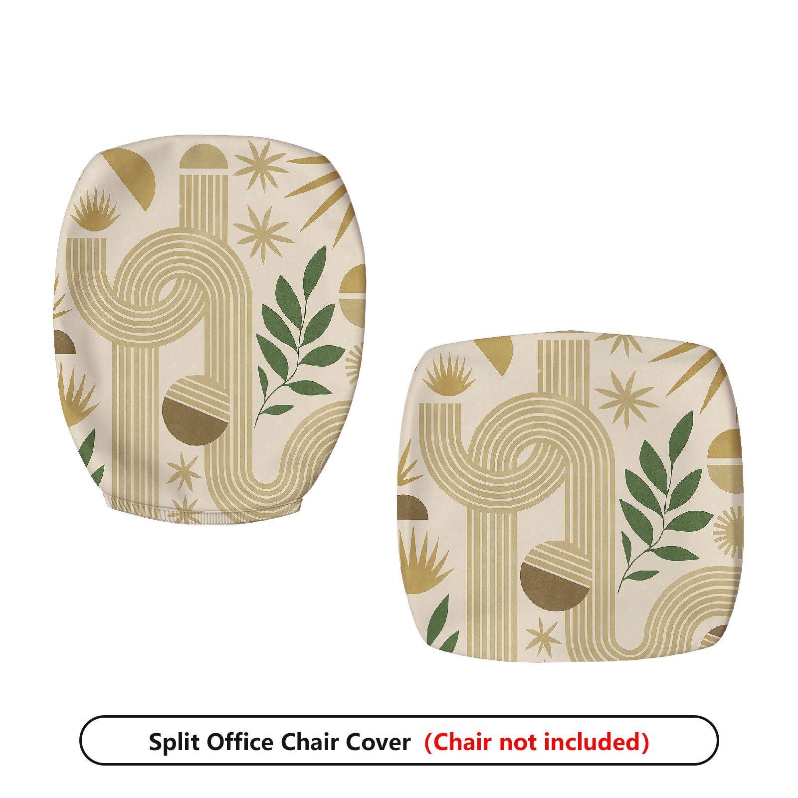 2-Piece Geometric Botanical Abstract Neutral Modern  Computer Chair Cover Set, Seat and Backrest