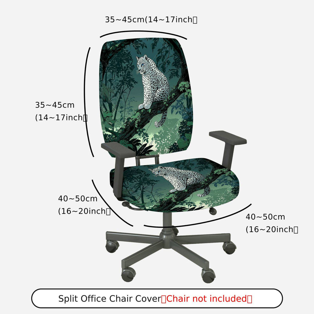 2-Piece Forest Animal Leopard Scenic Decorative  Computer Chair Cover Set, Seat and Backrest