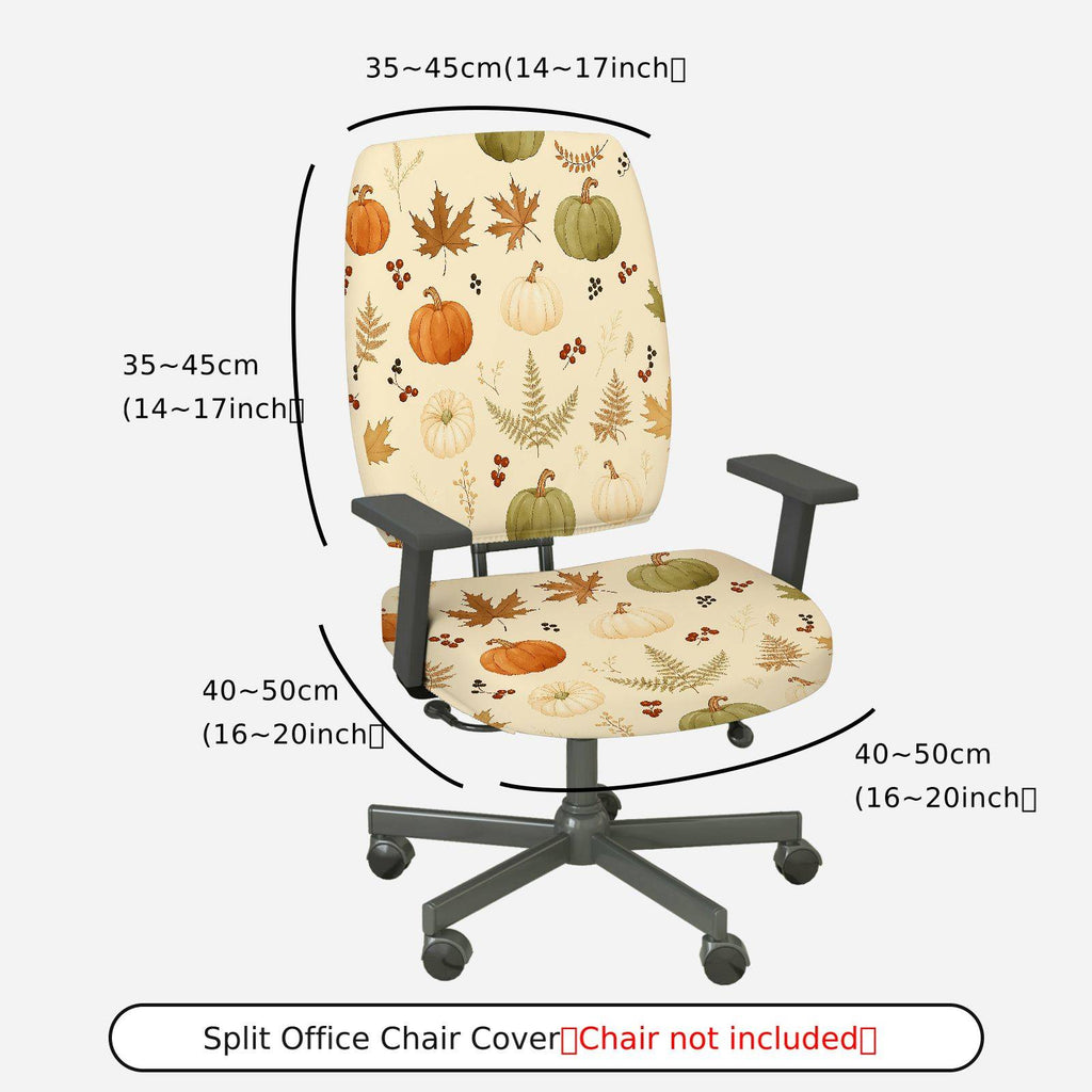 2-Piece Autumn Pumpkin Leaf Thanksgiving  Computer Chair Cover Set, Seat and Backrest