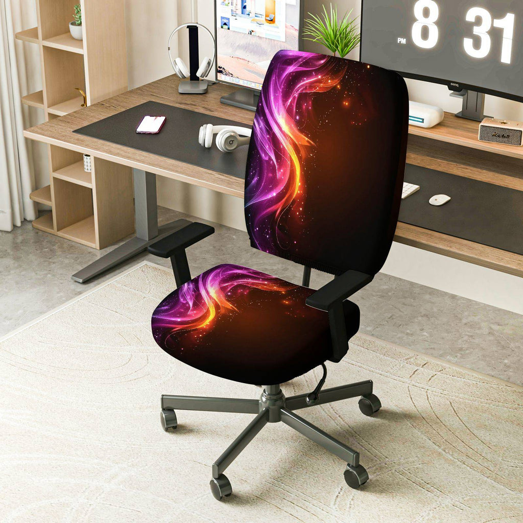 2-Piece Abstract Colorful Cosmic Star  Computer Chair Cover Set, Seat and Backrest