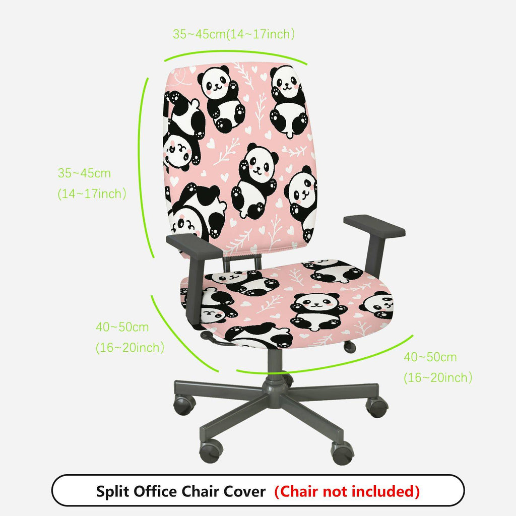 2-Piece Panda Cute Pink Animal Leaf  Computer Chair Cover Set, Seat and Backrest