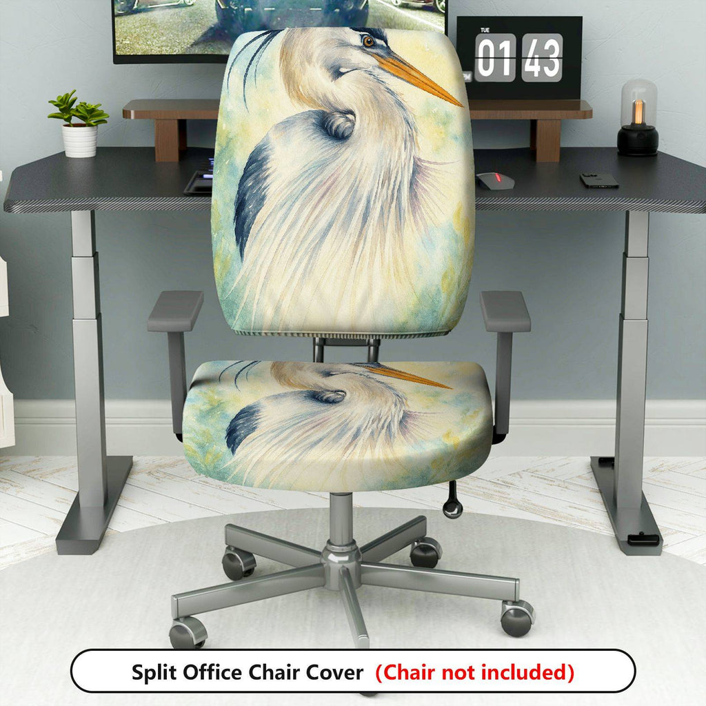 2-Piece Animal Bird Art Elegant Nature  Computer Chair Cover Set, Seat and Backrest