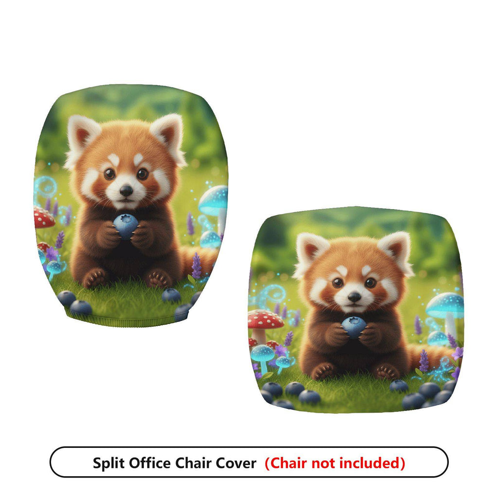 2-Piece Animal Cute Red Panda Mushroom  Computer Chair Cover Set, Seat and Backrest
