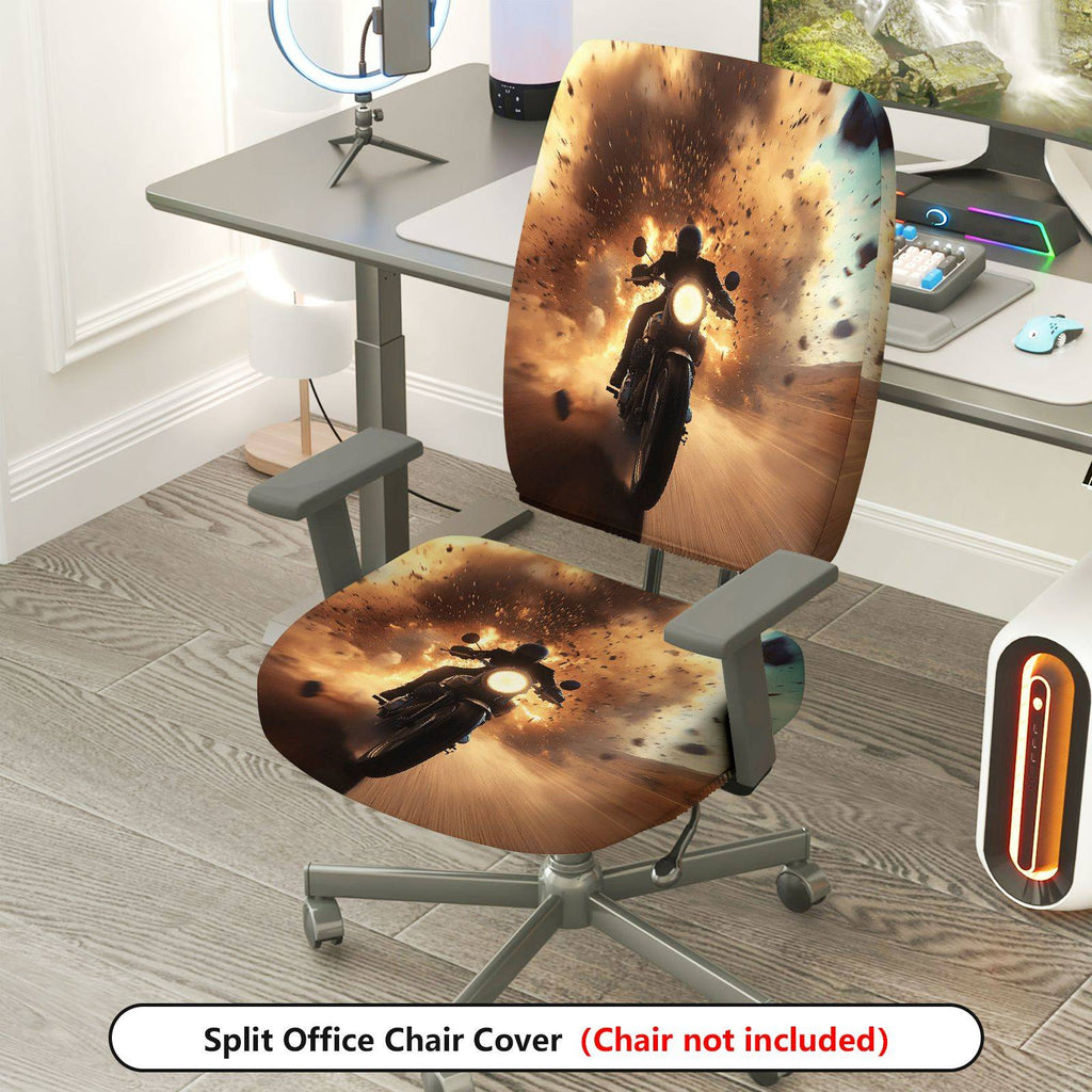 2-Piece Action Explosion Motorcycle Fiery Dynamic  Computer Chair Cover Set, Seat and Backrest