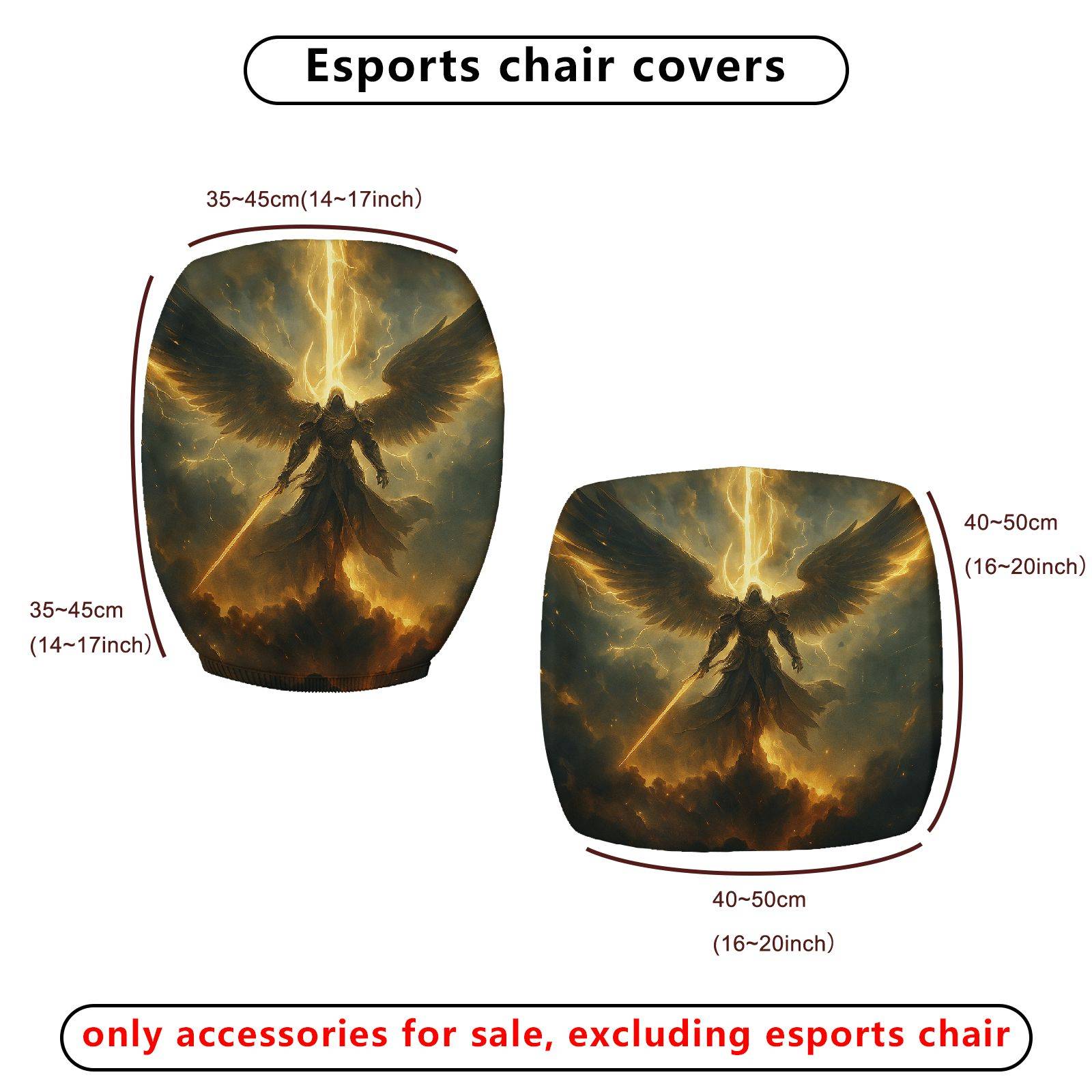 2-Piece Angelic Warrior Fantasy Art Decorative  Computer Chair Cover Set, Seat and Backrest