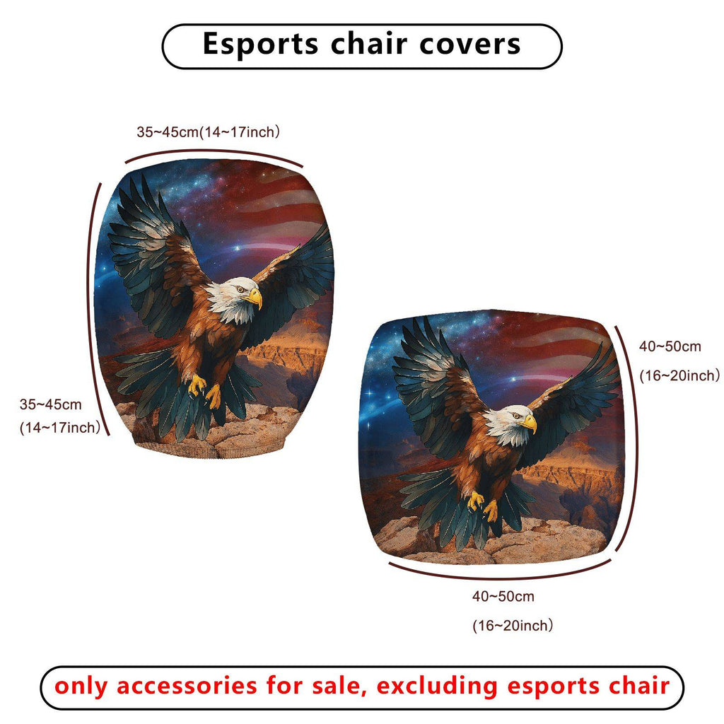 2-Piece American Eagle Patriotic Vintage Wilderness Nature  Computer Chair Cover Set, Seat and Backrest