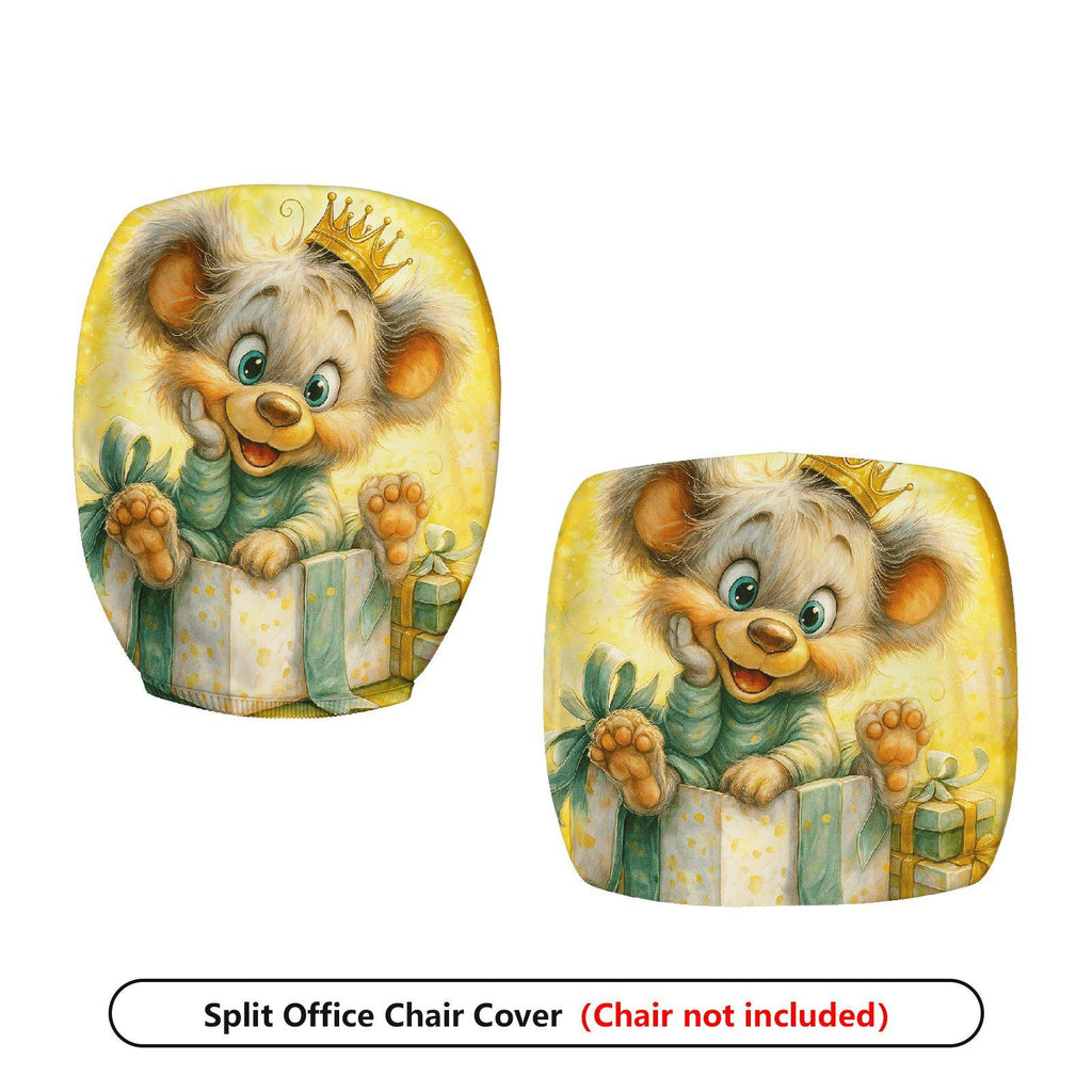 2-Piece Animal Crown Gift Cute Holiday  Computer Chair Cover Set, Seat and Backrest