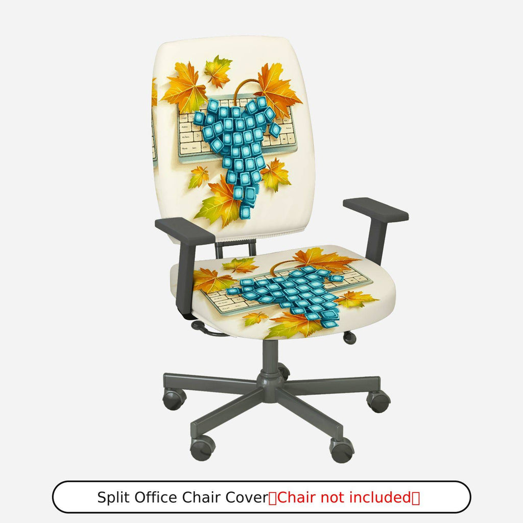 2-Piece Autumn Leaves Keyboard Pattern  Computer Chair Cover Set, Seat and Backrest