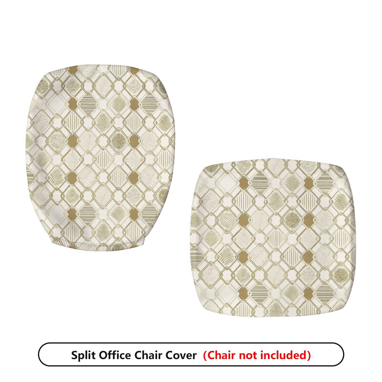 2-Piece Geometric Pattern Gold Beige Art  Computer Chair Cover Set, Seat and Backrest