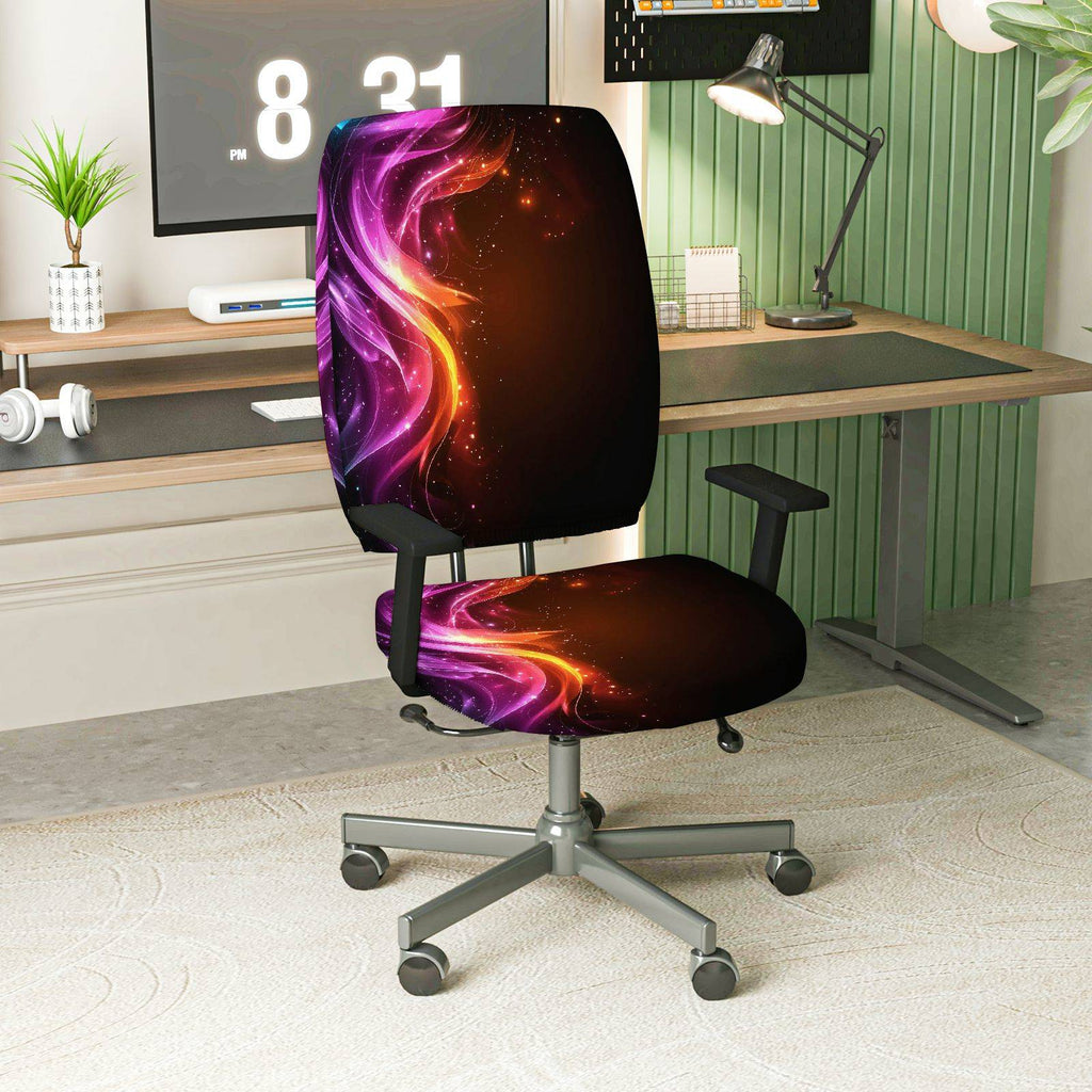 2-Piece Abstract Colorful Cosmic Star  Computer Chair Cover Set, Seat and Backrest