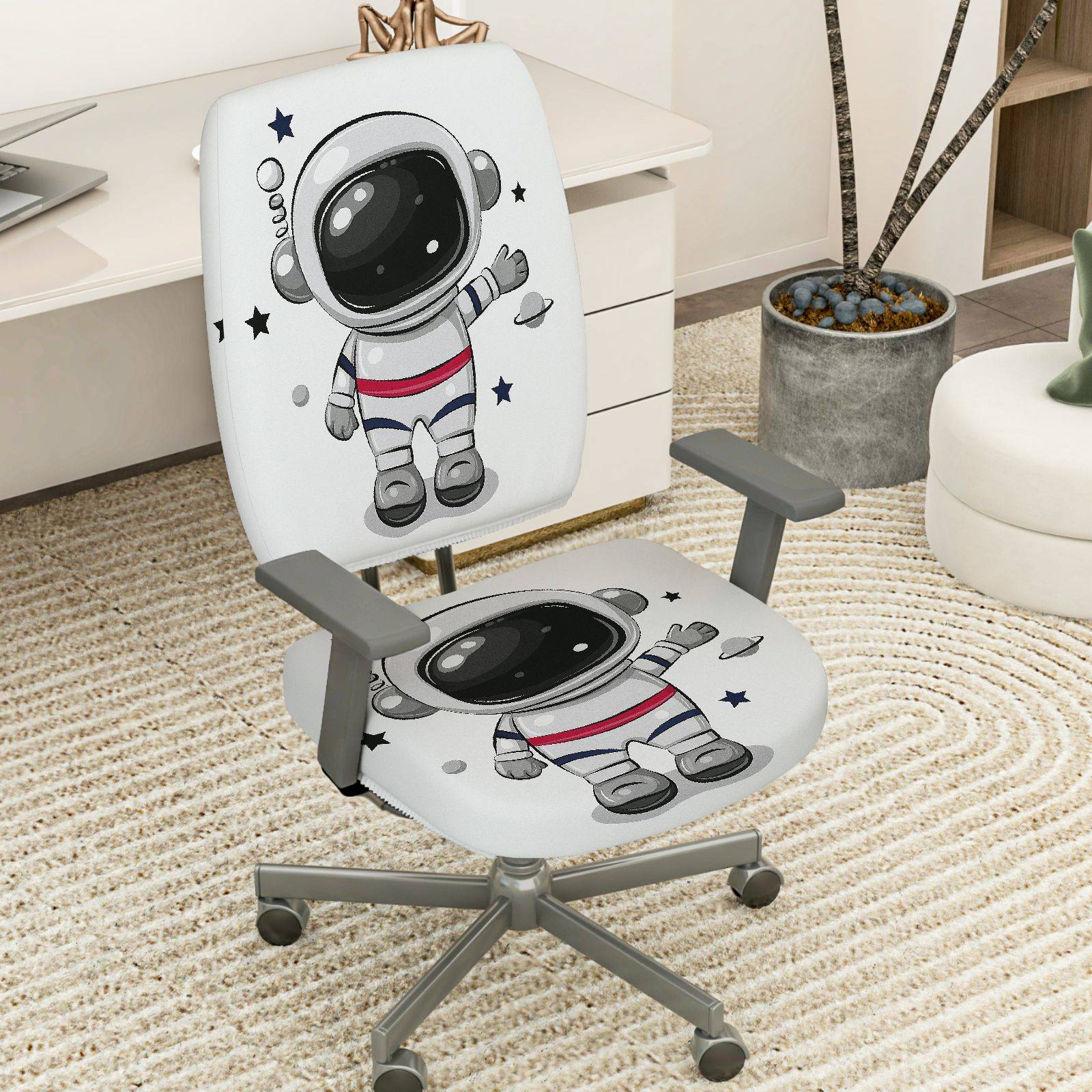 2-Piece Astronaut Space Star Galaxy  Computer Chair Cover Set, Seat and Backrest