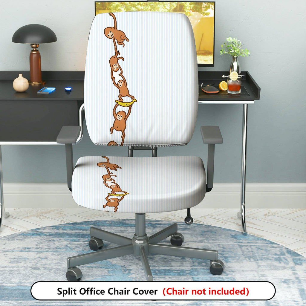 2-Piece Animal Fun Playful Hanging Monkey  Computer Chair Cover Set, Seat and Backrest
