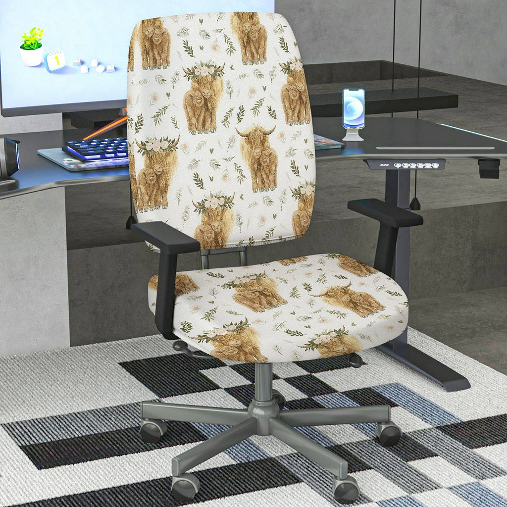 2-Piece Animal Nature Leaf Pattern Rustic Farmhouse Bohemian  Computer Chair Cover Set, Seat and Backrest