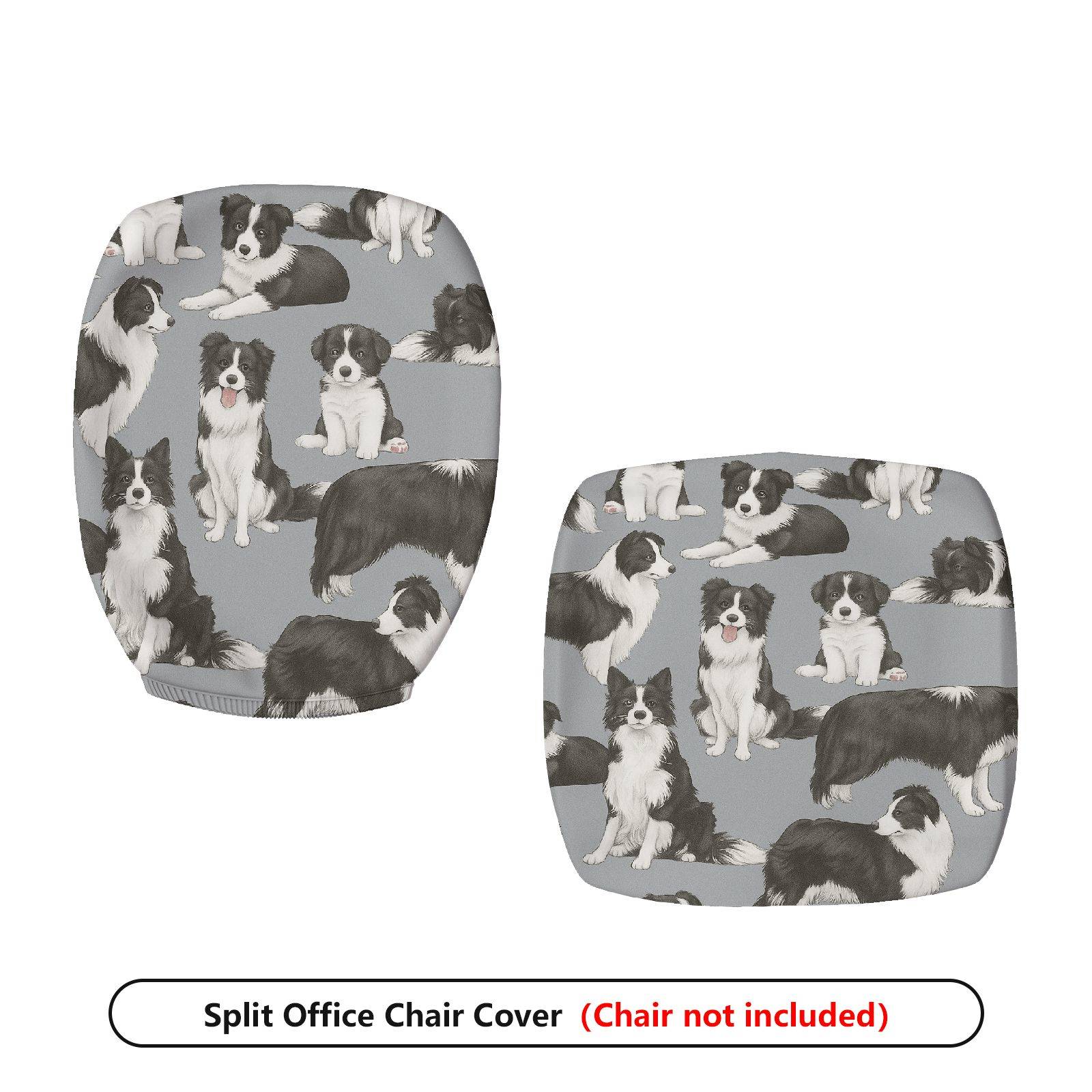 2-Piece Animal Dog Pattern Pet Lover Home  Computer Chair Cover Set, Seat and Backrest