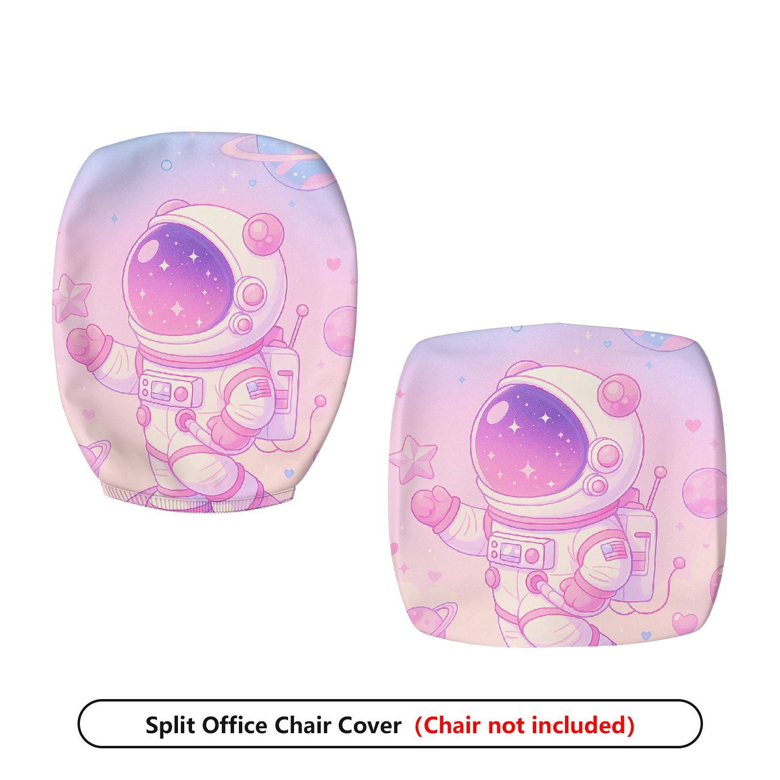 2-Piece Astronaut Galaxy Stars Space Pink  Computer Chair Cover Set, Seat and Backrest