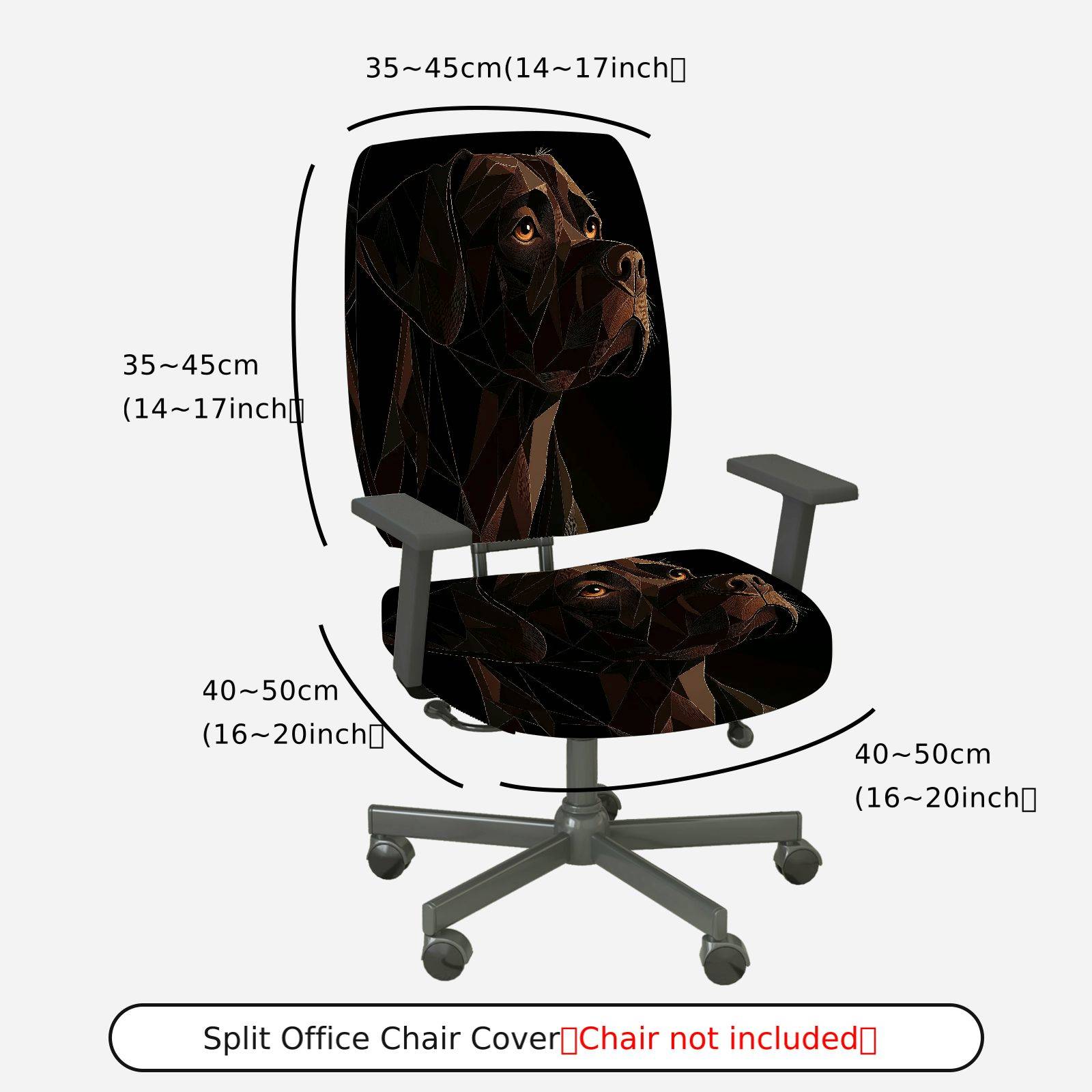 2-Piece Geometric Dog Art Stylish Modern Unique Creative  Computer Chair Cover Set, Seat and Backrest