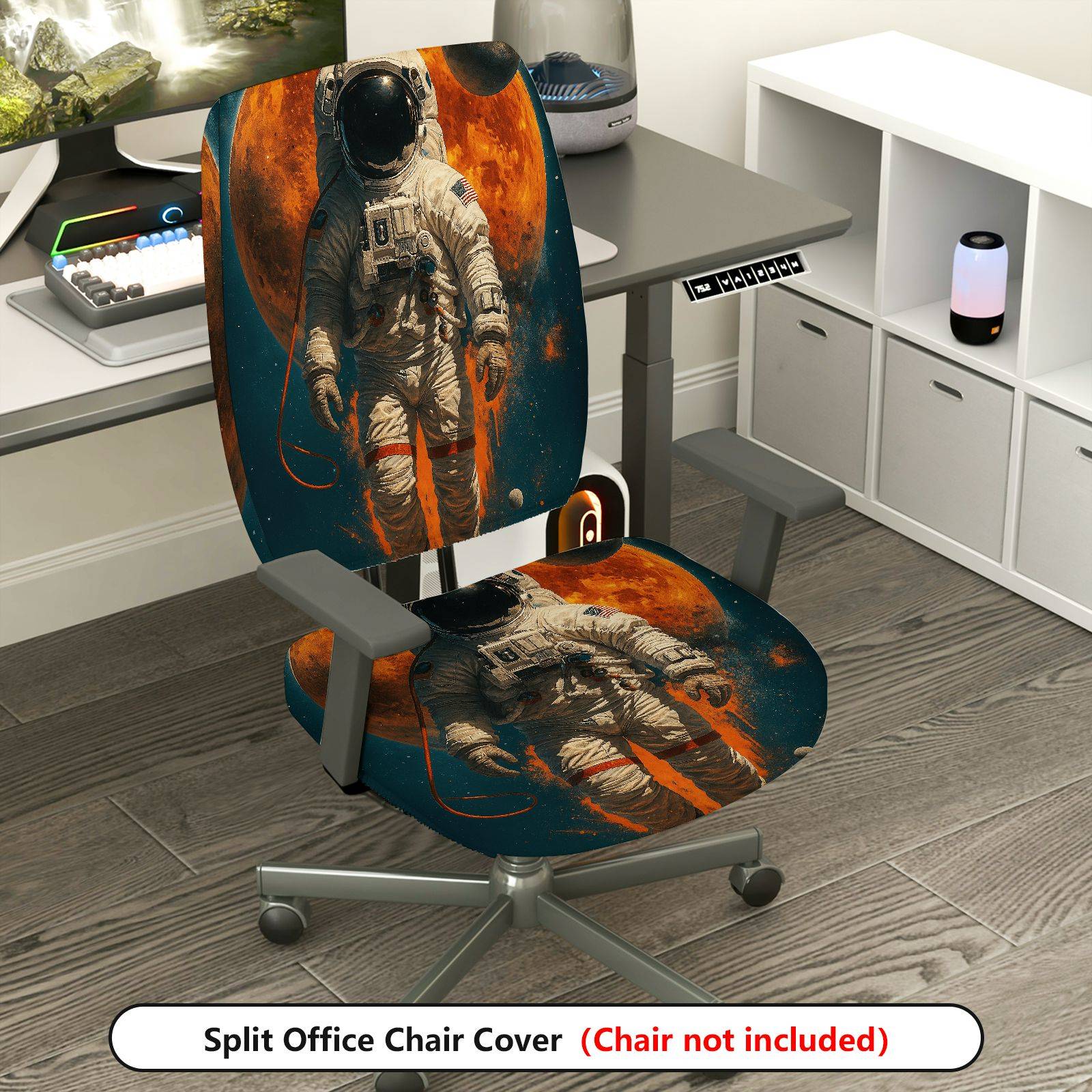2-Piece Astronaut Space Universe Galaxy Planet  Computer Chair Cover Set, Seat and Backrest