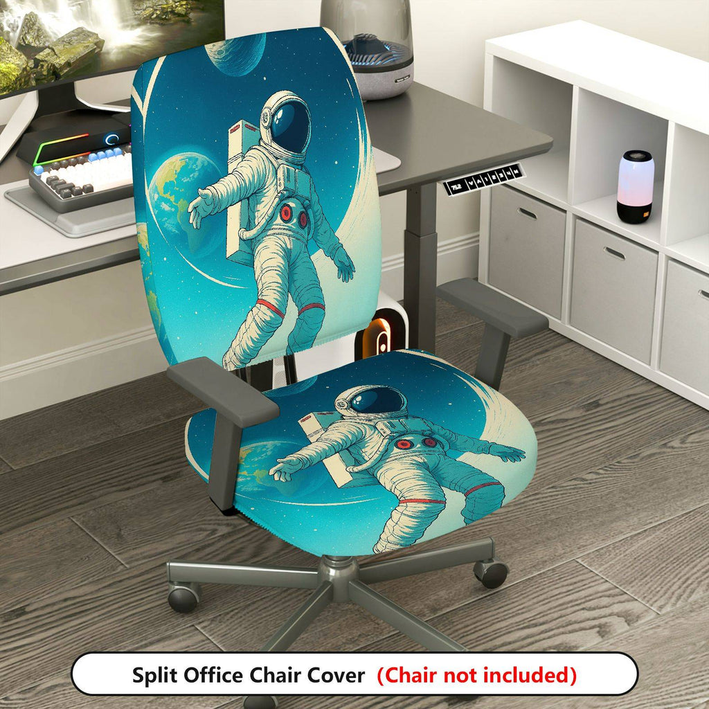 2-Piece Astronaut Space Galaxy Stars Planet  Computer Chair Cover Set, Seat and Backrest