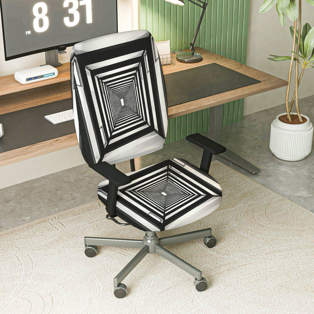 2-Piece Optical Illusion Geometric Modern Art Creative Home Decor  Computer Chair Cover Set, Seat and Backrest